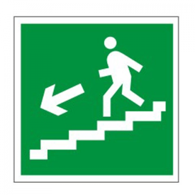 Знак Е14"Направление к эвакуац.выходу по лестнице в низ(лев)" 200х200мм пленка фотолюминесцентная
