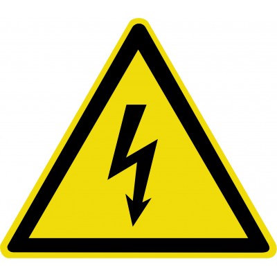 Знак W08 «Опасность поражения электрическим током» 200х200х200мм пленка фотолюминесцентная